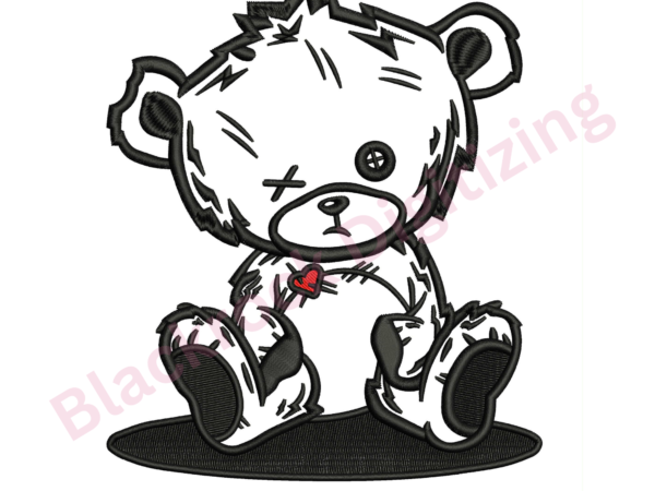 Beaten Teddy Bear Embroidery Design